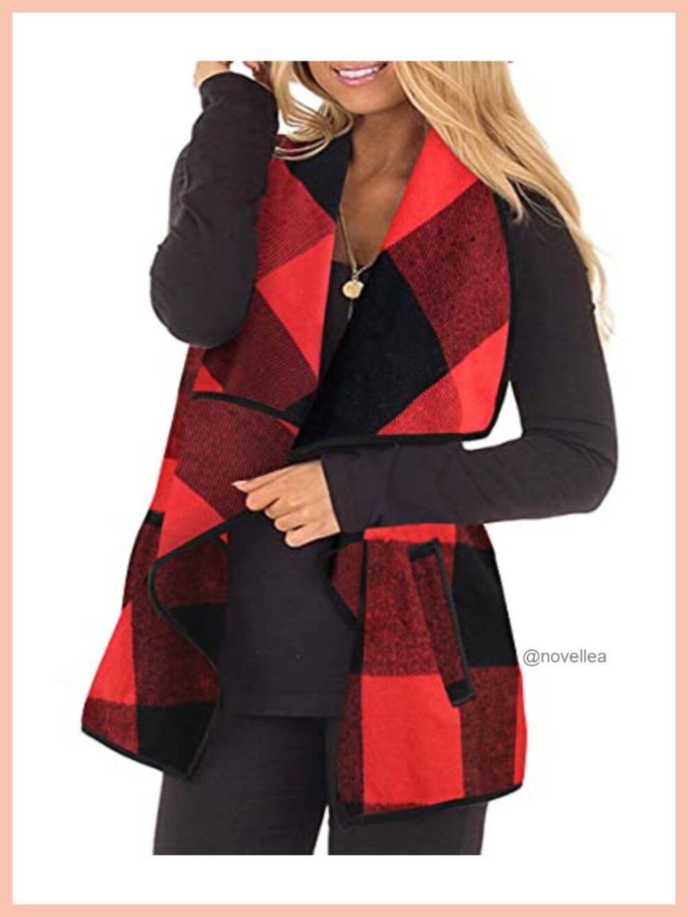 Plus Size Sleeveless Plaid Cardigan Vest Oversized Checkered Jacket